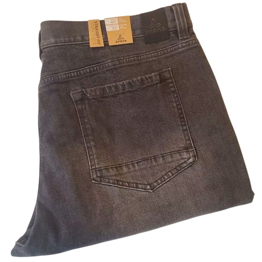 prAna Mens 40x32 Feener Jean Black Straight Fit Organic Cotton‎ M41203246 NWT